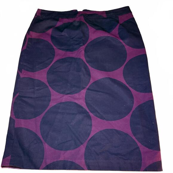 BODEN Purple Circle Polka Dot Pencil Skirt Knee Length Midi Work Party Size 10L - Picture 1 of 7